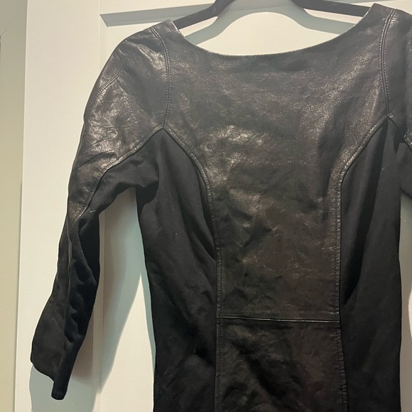 DVF Genuine Leather Bodycon Scoop Back Midi Dress - Picture 4 of 14